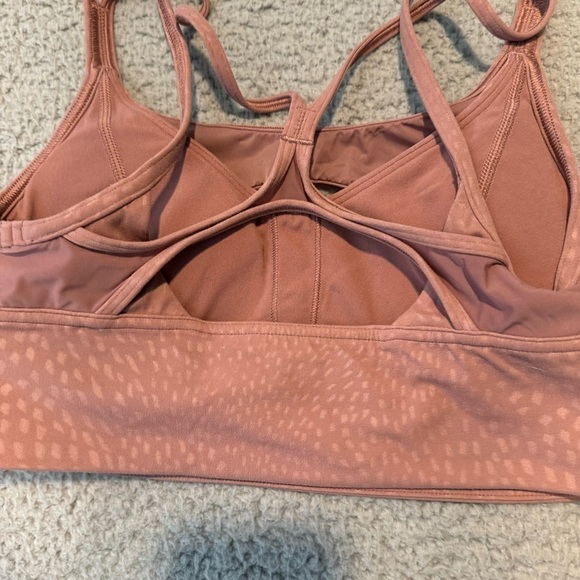 LULULEMON Nulu Mesh Support Yoga Bra Sz 6 Jewel Emboss Spiced Chai A/B Cup - Picture 4 of 10